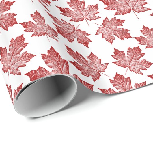 Kanada Wrapping Paper Canada Mapsleaf Paper Geschenkpapier (Rolleneckpunkt)