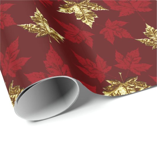 Kanada Wrapping Paper Gold Canada Souvenir Paper Geschenkpapier (Rolleneckpunkt)