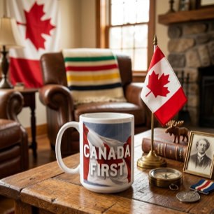 Kanada zuerst. Conservative Party Canada Nachricht Kaffeetasse