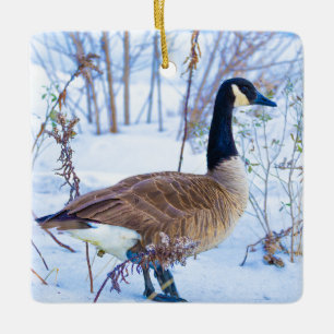 Kanadagans im Schnee Weihnachtsbaumanhänger Keramikornament