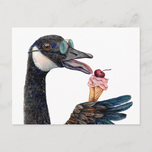 Kanadagans mit Eiscreme Postkarte (Vorderseite)