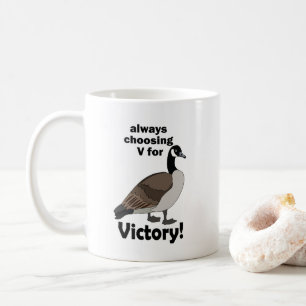 Kanadagans-Vogel wählt immer V für Sieg Kaffeetasse