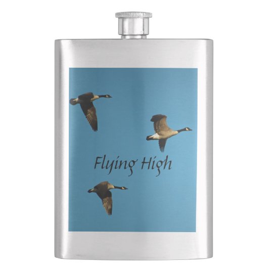 Kanadagänse im Flug Flachmann (Vorderseite)