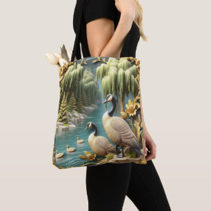 Kanadagänse zwischen Trauerweiden Tasche