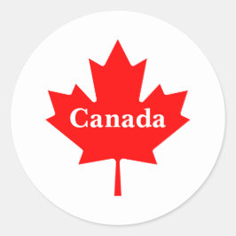 Kanadas rotes Ahornblatt mit anpassbarem Text Runder Aufkleber