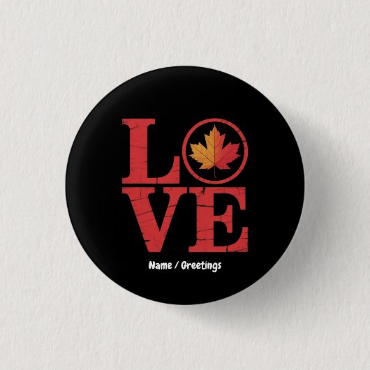 Kanadatag Ahornblätterblatt Liebe Vintager Cooler Button (Vorderseite)
