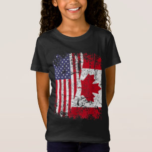 KANADIAN ROOTS Halbe amerikanische Flagge KANADA T-Shirt