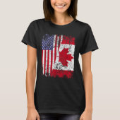 KANADIAN ROOTS Halbe amerikanische Flagge KANADA T-Shirt (Vorderseite)
