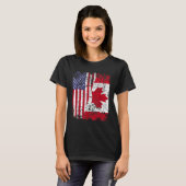 KANADIAN ROOTS Halbe amerikanische Flagge KANADA T-Shirt (Vorne ganz)