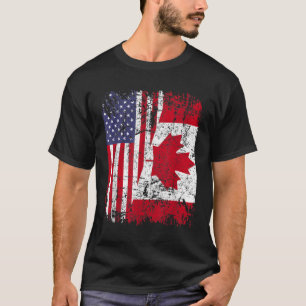 KANADIAN ROOTS Halbe amerikanische Flagge KANADA T-Shirt