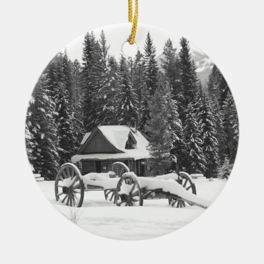 Kanadier-Rocky Mountains-Winter-Märchenland Keramik Ornament (Vorne)