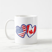 Kanadier und Amerika-Flaggen-Herzen Kaffeetasse (Links)