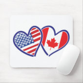 Kanadier und Amerika-Flaggen-Herzen Mousepad (Mit Mouse)