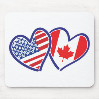 Kanadier und Amerika-Flaggen-Herzen Mousepad