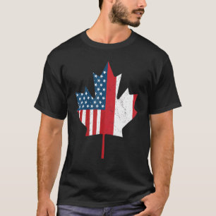 Kanadisch-Amerikanische Flagge Kanada USA Wurzeln T-Shirt