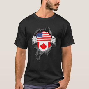 Kanadisch-Amerikanische Flagge ROOTS Kanada USA-Fl T-Shirt