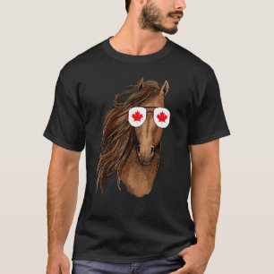 Kanadische Ahornblatt Pferd Sonnenbrille Kanada Fl T-Shirt