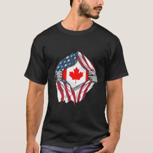 Kanadische amerikanische Blutfahnen in Me T-Shirt