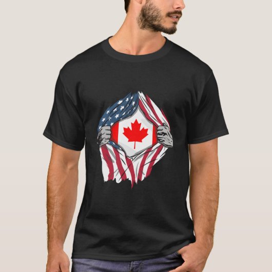 Kanadische amerikanische Blutfahnen in Me T-Shirt (Vorderseite)