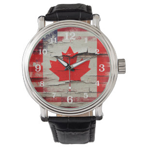 Kanadische amerikanische Flagge der Armbanduhr