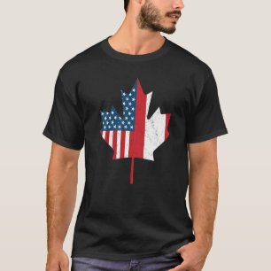Kanadische amerikanische Flagge Kanada USA Roots V T-Shirt