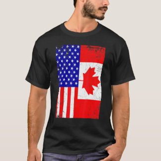 Kanadische amerikanische Flagge USA Kanada 4. Juli T-Shirt