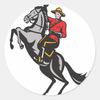 Kanadische Bergpolizei Reiten Pferd Runder Aufkleber