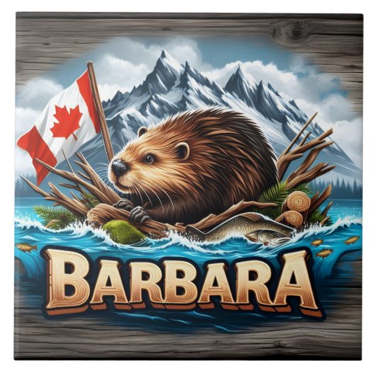 Kanadische Biber-Holdingflagge in der Nähe der Ber Fliese (Vorderseite)