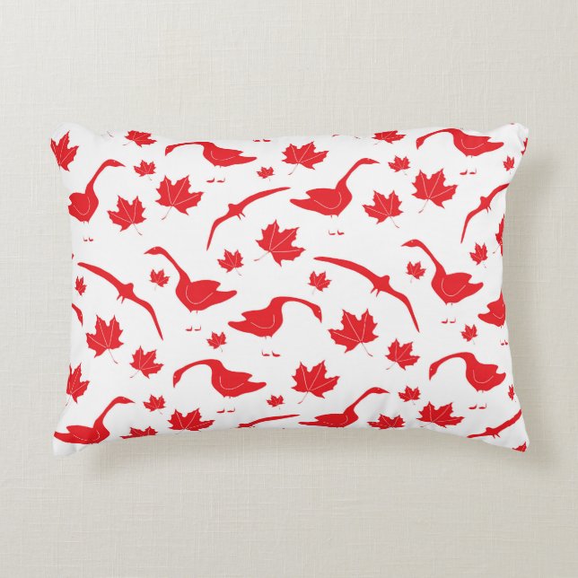 Kanadische Blätter Gänse und Ahorn - Kanadische Fl Dekokissen (Vorderseite)