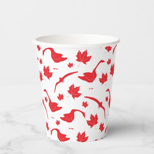 Kanadische Blätter Gänse und Ahorn - Kanadische Fl Pappbecher (Vorderseite)