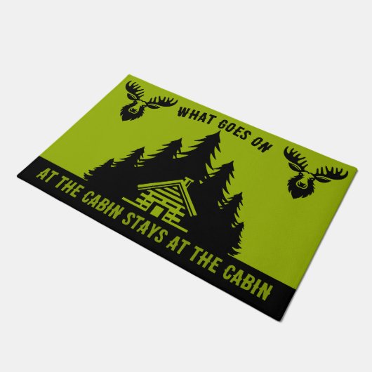 Kanadische Blockhütte Funny Decorative Fußmatte (Schrägansicht)