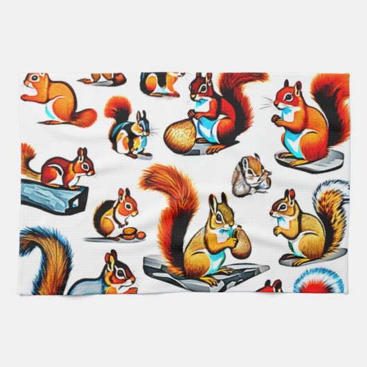Kanadische Eichhörnchen und Chipmunks-Design Geschirrtuch (Horizontal)