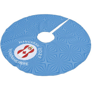 Kanadische Engels-Hanukkah-Flagge Personalisiert Polyester Weihnachtsbaumdecke