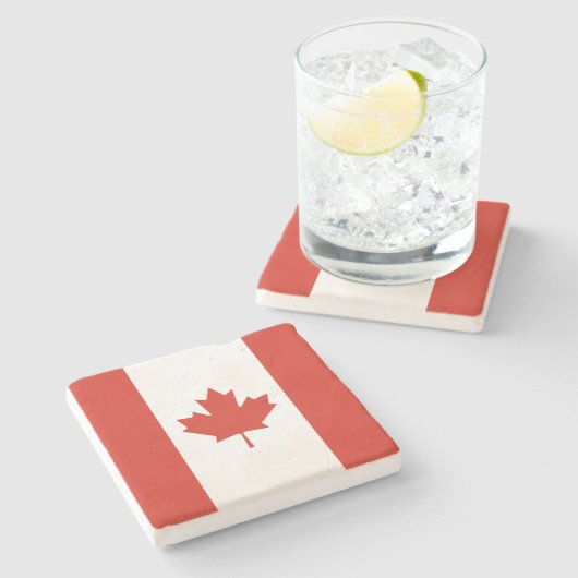 Kanadische Flagge (Ahornleaf) (Kanada) Steinuntersetzer (Seitenansicht)