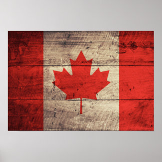 Kanadische Flagge aus altem Holz Poster