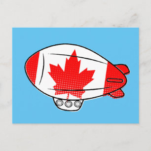 Kanadische Flagge Blimp Ballon in Blue Sky Custom Postkarte