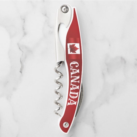 Kanadische Flagge Corkschraube Custom Bottle Opene Kellnermesser (Vorderseite)