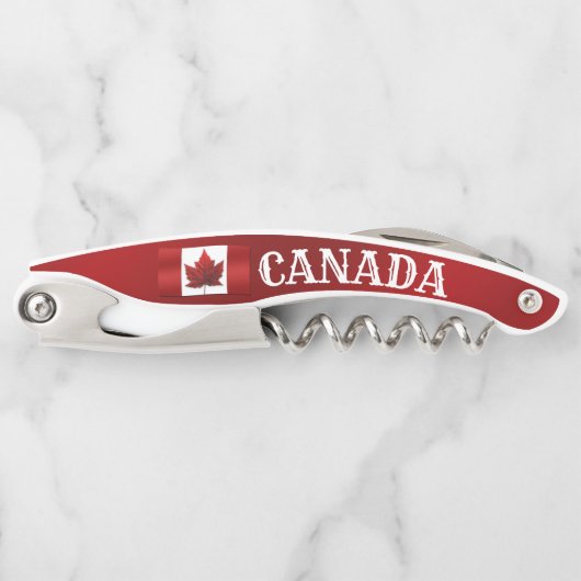 Kanadische Flagge Corkschraube Custom Bottle Opene Kellnermesser (Vorderseite)