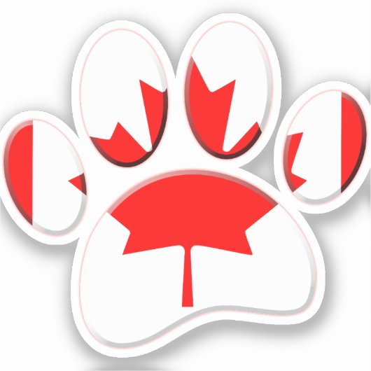 Kanadische Flagge Dog Paw Print Aufkleber (Vorderseite)