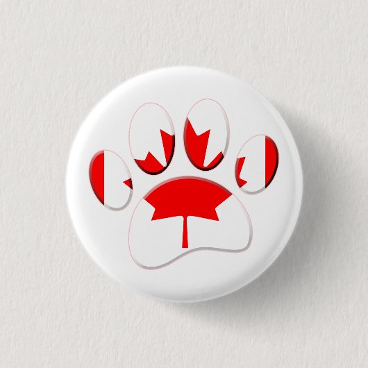 Kanadische Flagge Dog Paw Print Button (Vorderseite)