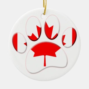 Kanadische Flagge Dog Paw Print Keramik Ornament