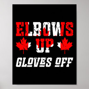 Kanadische Flagge Hockey Kampf Ellbogen hoch Hands Poster