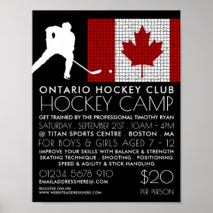 Kanadische Flagge, Hockey-Spieler, Campingwerbung Poster