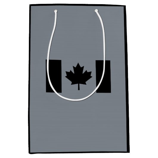 Kanadische Flagge in Schwarz Mittlere Geschenktüte (Vorderseite)