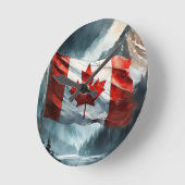 Kanadische Flagge in Wasserfarbe Runde Wanduhr (Winkel)