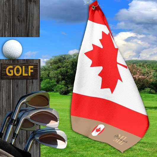Kanadische Flagge & Kanada mit Monogramm Golf Towe Golfhandtuch