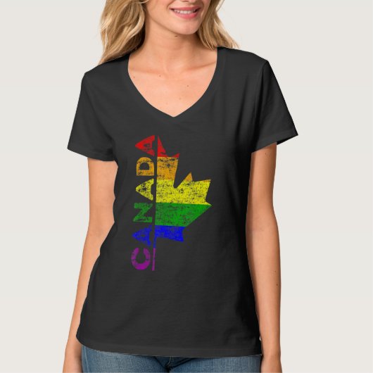 Kanadische Flagge Kanadas Rainbow Gay Supplier T-Shirt (Vorderseite)