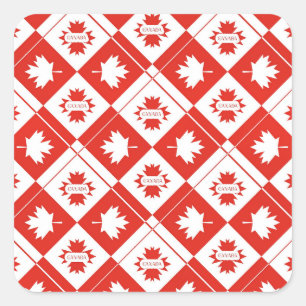Kanadische Flagge mit Ahornblättern Quadratischer Aufkleber