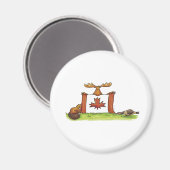 Kanadische Flagge mit Elch, Biber und Gänse Magnet (Vorderseite/Rückseite)