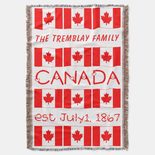 Kanadische Flagge mit Red Maple Leaf Muster Decke (Vorderseite Vertikal)